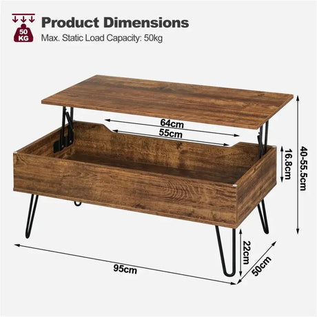 BukkitBow vintage bijzettafel met hout en metaal, verstelbare hoogte en verborgen opbergruimte, industrieel design.