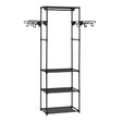 BukkitBow vrijstaand kledingrek met metalen frame, haken en legplanken, geschikt voor slaapkamer en hal, open garderobe.
