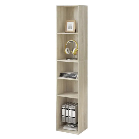 BukkitBow vrijstaande boekenkast met 5 kubussen en vitrinekasten, organizer voor woonkamer, afmetingen 30x151x26cm