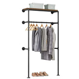 BukkitBow wandgemonteerd kledingrek in industriële vintage stijl met kledingrail en plank, robuust en ruimtebesparend, 103x35x187cm