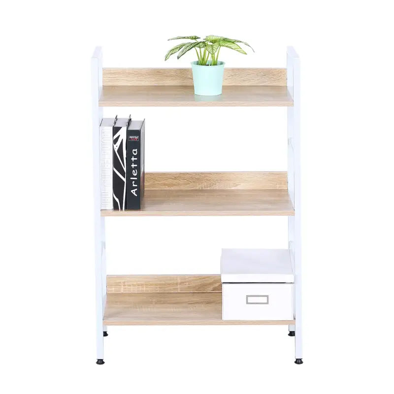 BukkitBow wandkast en opbergrek met 3 planken, grote opslagruimte, multifunctioneel, afmetingen 60x27,5x93 cm, zwart metalen frame