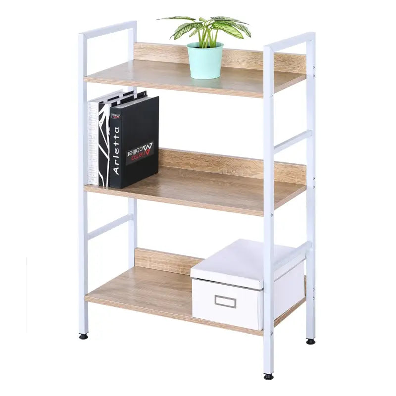 BukkitBow wandkast en opbergrek met 3 planken, multifunctioneel, grote opslagruimte, afmetingen 60x27,5x93 cm, stevig en praktisch.