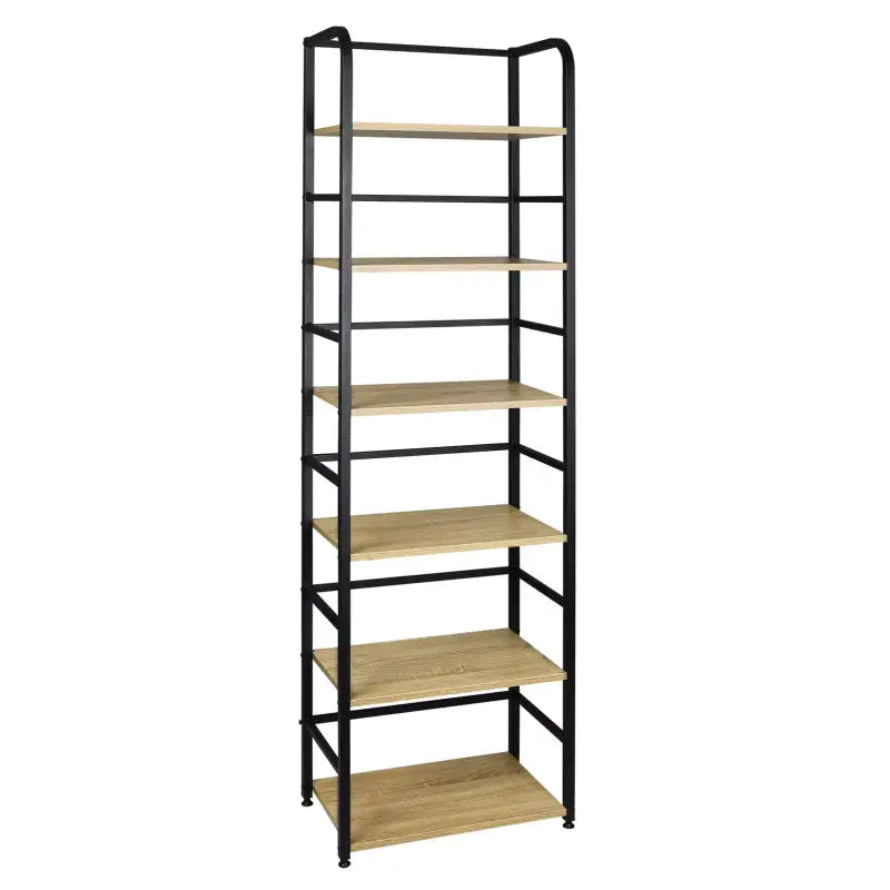 BukkitBow metalen wandplank en boekenrek met 6 planken, ruime opslag, stabiel en duurzaam, afmetingen 50x30x176cm
