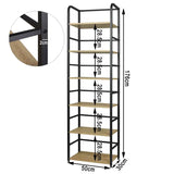 BukkitBow metalen wandplank en boekenrek met 6 lagen, stabiel en duurzaam, ruime opslag, afmetingen 50x30x176 cm.