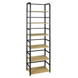 BukkitBow wandplank met metalen boekenrek, 6 lagen, ruime opslag, stabiel en duurzaam, afmetingen 50x30x176 cm, voor boeken en decoratie
