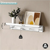 BukkitBow wandplank in barokstijl met 4 haken, stevige MDF hout, onzichtbare installatie, elegante boekenplank voor muurdecoratie