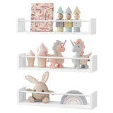 Set van drie witte wandplanken van 40cm breed, zwevende boekenplanken van BukkitBow voor stijlvolle opbergruimte.