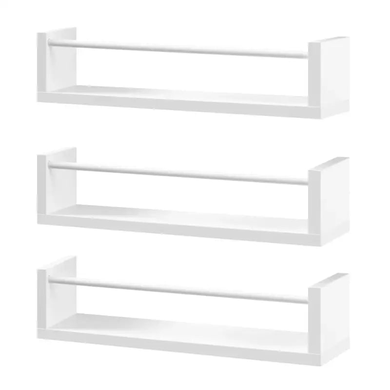 Drie witte wandplanken van BukkitBow, zwevende boekenrekken van 40cm breed, geschikt voor wanddecoratie en opbergruimte