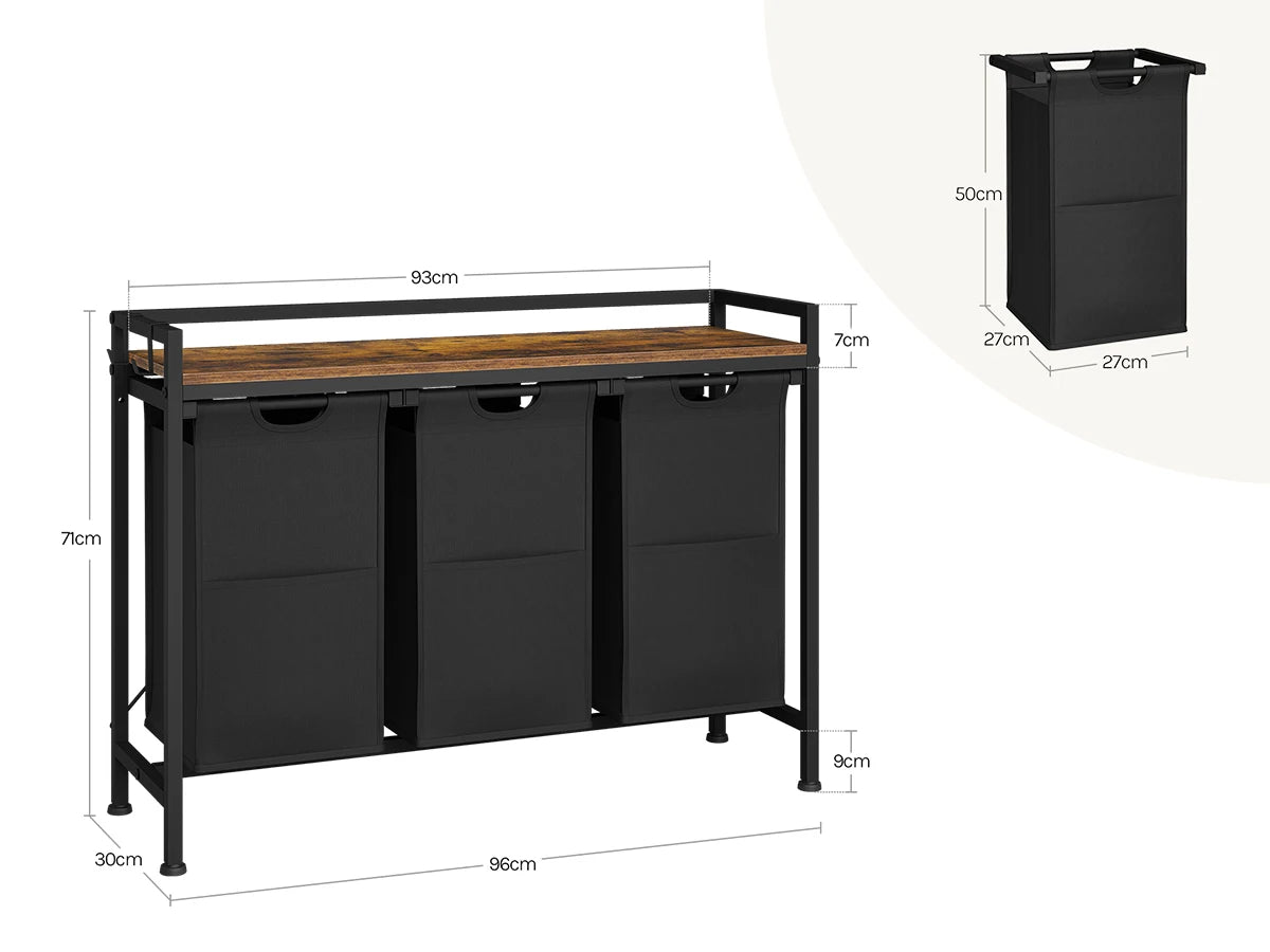BukkitBow wasmand met 2/3 opbergvakken, uitschuifbaar en afneembaar, metalen frame, industrieel design voor badkamer of slaapkamer