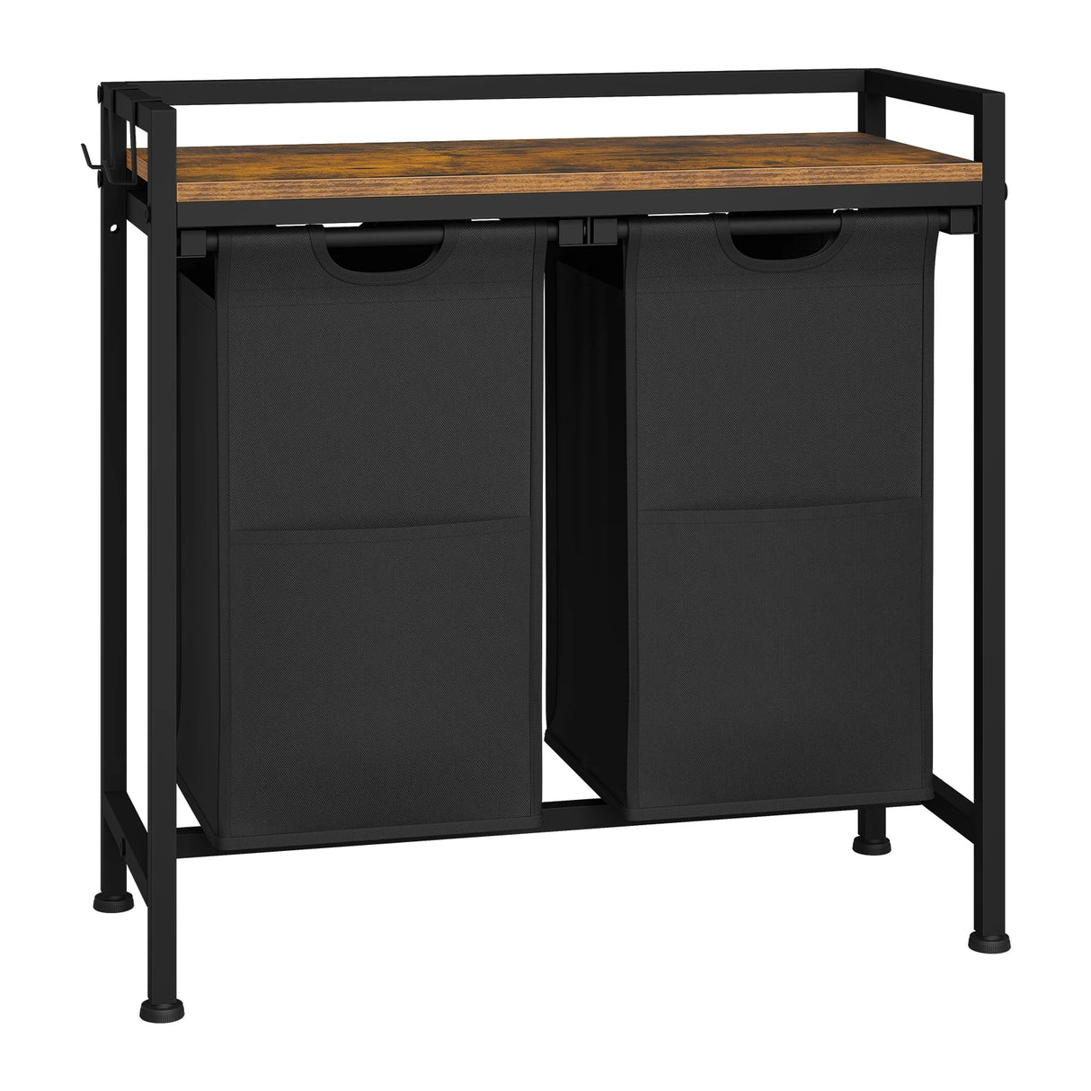 BukkitBow wasmand met 2/3 opbergvakken, uitschuifbaar, afneembaar en metalen frame in industrieel ontwerp voor badkamer of slaapkamer