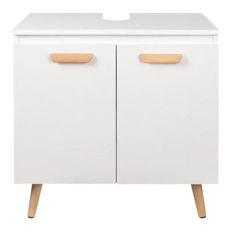 BukkitBow badkamermeubel met wastafel kast, houten poten, sifon uitsparing, vochtbestendig, 60x40x60.5 cm, modern design