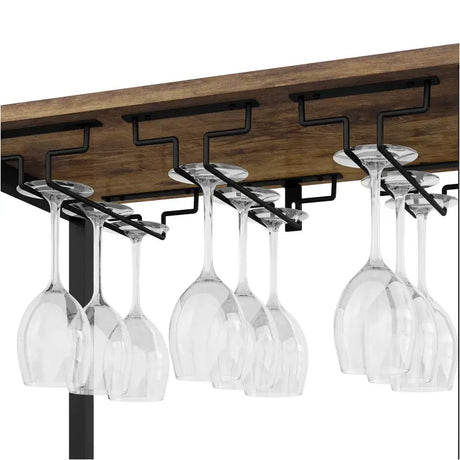 BukkitBow wijnopbergrek van sterk metaal, 4-laags, voor 20 flessen, inclusief 3 glazenhouders, rustiek industrieel design.