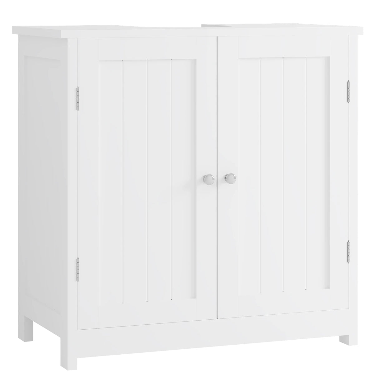 Wit BukkitBow badkameronderkastje met 2 deuren, 60x60x30 cm, geschikt voor wastafel en badkameropslag
