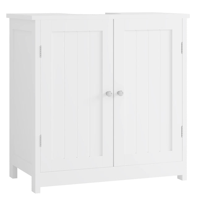Wit BukkitBow badkameronderkastje met 2 deuren, 60x60x30 cm, geschikt voor wastafel en badkameropslag