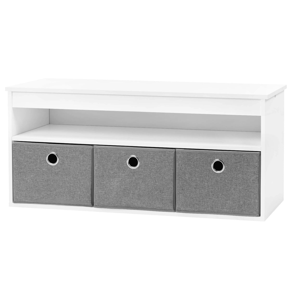 Witte schoenenbank van BukkitBow met 3 laden en opbergruimte, halbank met opbergfunctie, perfect voor entree of slaapkamer.