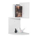 Stevige houten zigzag hoekwandplank van BukkitBow met 2 niveaus, afmetingen 25x25x52,4 cm, ideaal voor boeken en decoraties