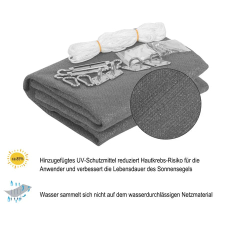 BukkitBow zonnescherm of schaduwdoek van 180g/m², scheurbestendig, tot 85% zonbescherming, inclusief bevestigingsmateriaal.