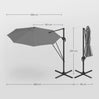 BukkitBow zwevende parasol met 360° draaibare kop en 5 kantelstanden, diameter 300 cm voor schaduw en comfort