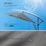 BukkitBow zwevende parasol met solar LED-verlichting, 360° draaibaar, stijlvolle buitenparasol voor tuin of terras