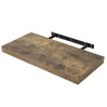 BukkitBow zwevende boekenplank van rustiek bruin hout, 25-120cm, 10 kg draagvermogen, muurmontage, geschikt voor boeken en decor.