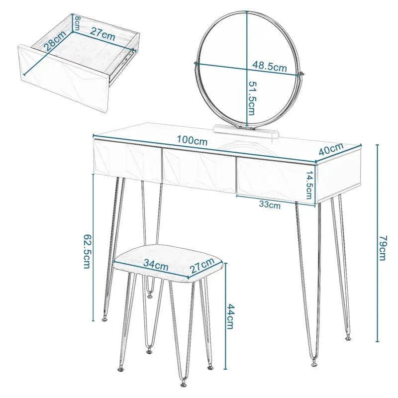 BukkitBow - Elegante Kaptafel Set met Metalen Frame - MDF