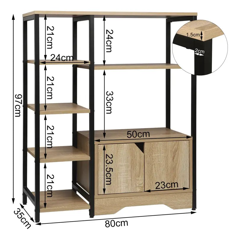 BukkitBow - Houten Boekenkast met 6 Planken en 1 Deur