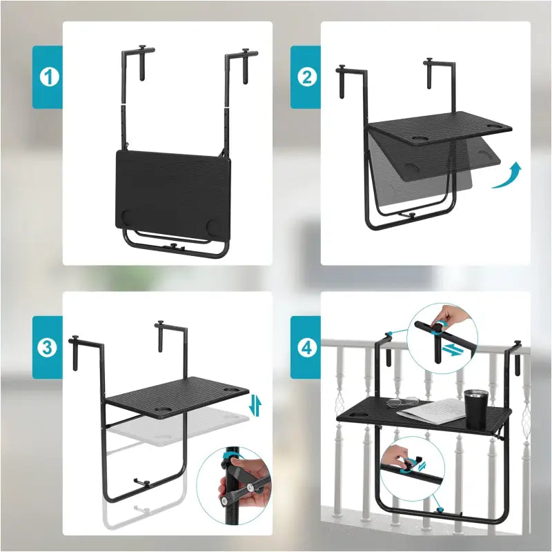 BukkitBow - Opvouwbare Hangende Balkontafel - PE en Metaal