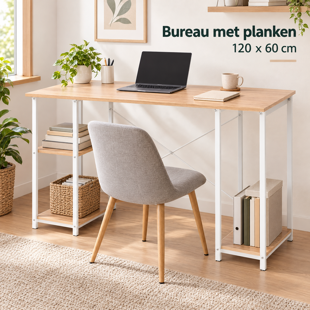 bureau met planken in gebruik in een passende praktijksituatie