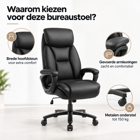 Belangrijkste voordelen en eigenschappen van bureaustoel kunstleer met hoofdsteun