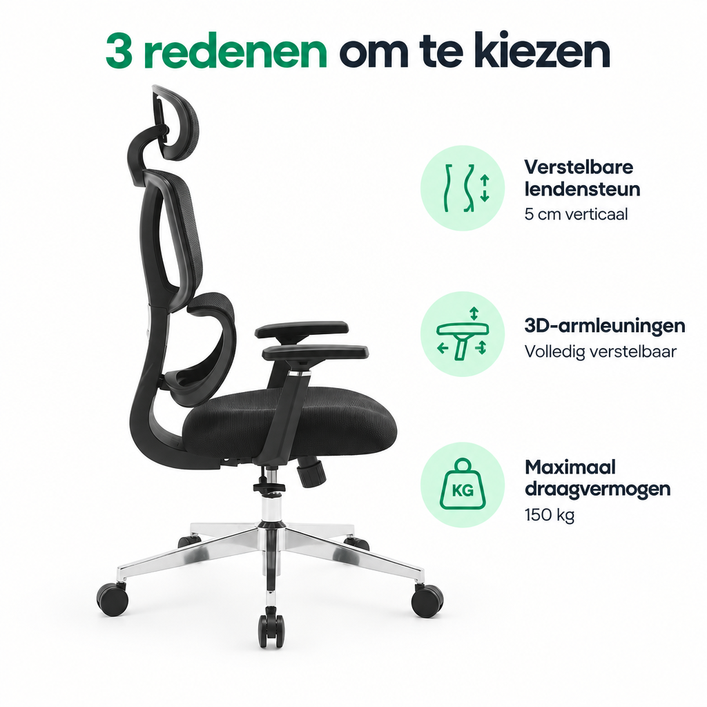 Belangrijkste voordelen en eigenschappen van bureaustoel met verstelbare lendensteun