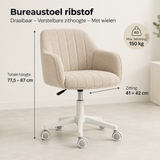 Afmetingen en productspecificaties van bureaustoel ribstof