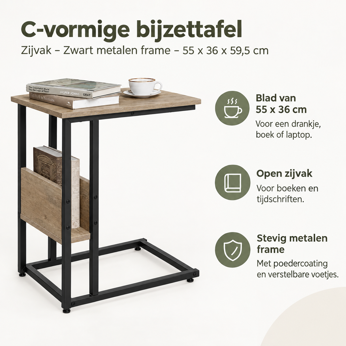 Belangrijkste voordelen en eigenschappen van C-vormige bijzettafel