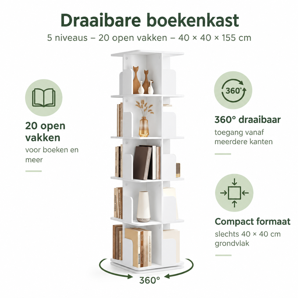 Belangrijkste voordelen en eigenschappen van draaibare boekenkast