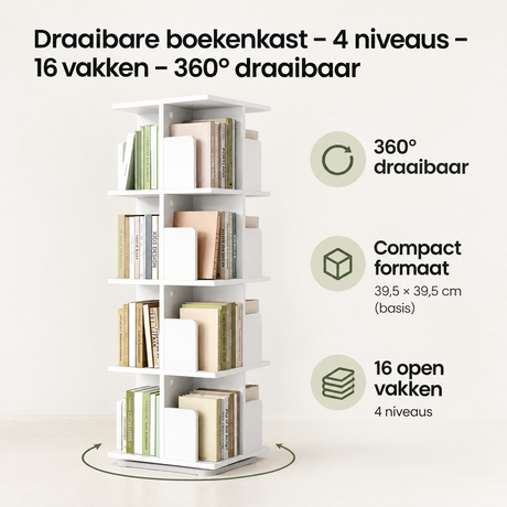 Belangrijkste voordelen en eigenschappen van draaibare boekenkast