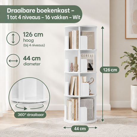 Afmetingen en productspecificaties van draaibare boekenkast