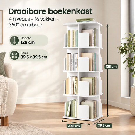 Afmetingen en productspecificaties van draaibare boekenkast
