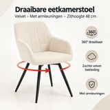 Overzicht van draaibare eetkamerstoel met de belangrijkste productvoordelen