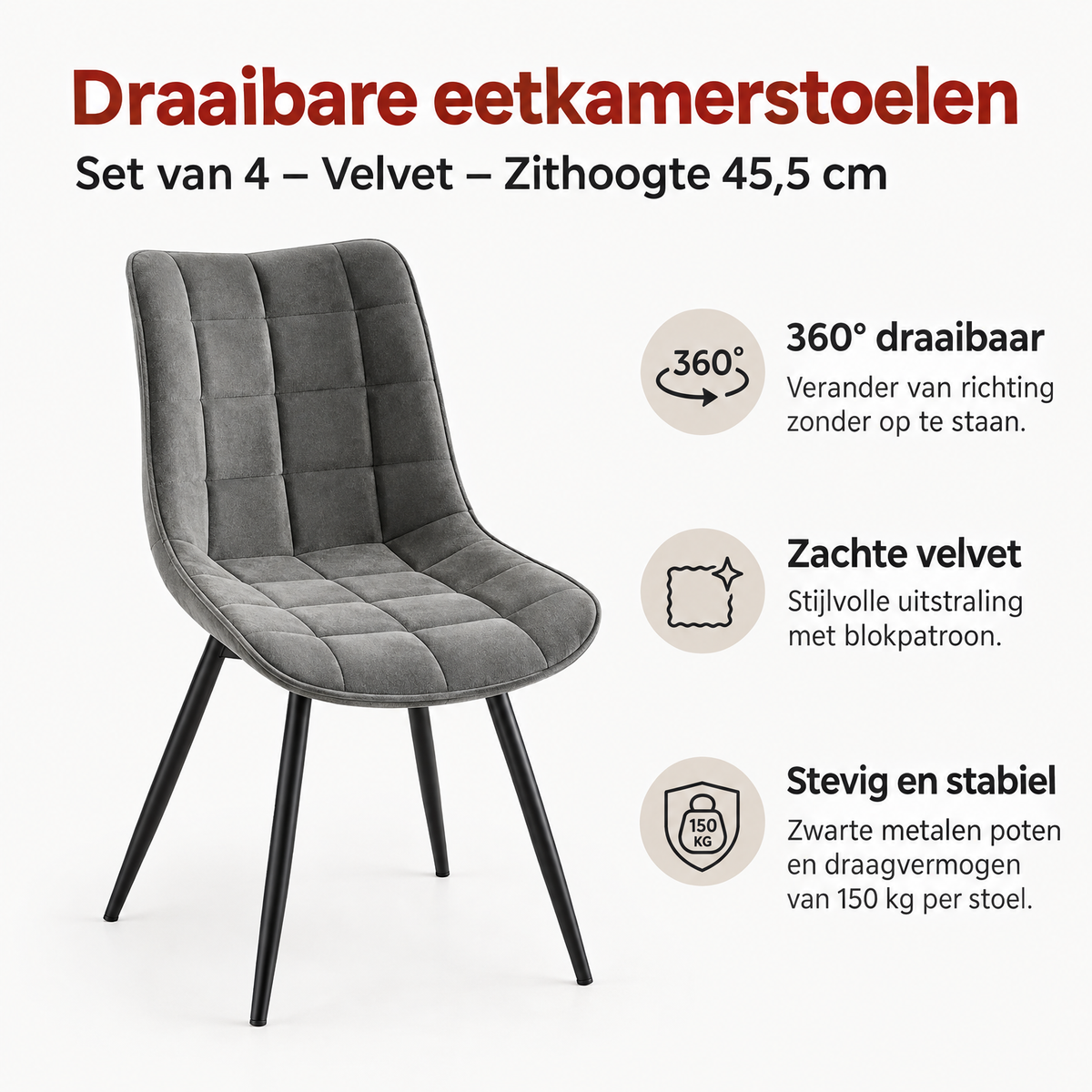 Belangrijkste voordelen en eigenschappen van draaibare eetkamerstoelen