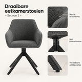 Detail van materiaal en afwerking van draaibare eetkamerstoelen