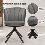Detail van materiaal en afwerking van draaibare eetkamerstoelen
