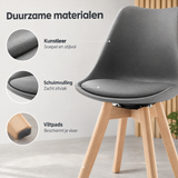 Detail van materiaal en afwerking van draaibare eetkamerstoelen