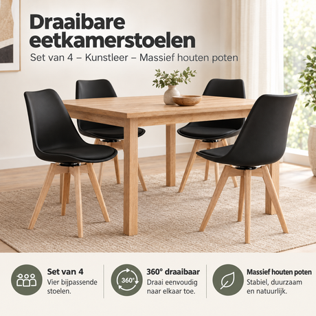 Praktische toepassing en keuzehulp voor draaibare eetkamerstoelen