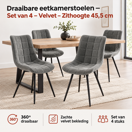 Praktische toepassing en keuzehulp voor draaibare eetkamerstoelen