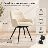 Afmetingen en productspecificaties van draaibare eetkamerstoelen