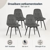 Overzicht van draaibare eetkamerstoelen set van 4 met de belangrijkste productvoordelen