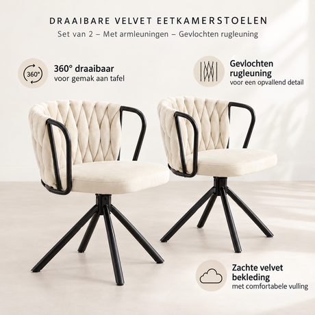 Belangrijkste voordelen en eigenschappen van draaibare velvet eetkamerstoelen