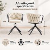 Afmetingen en productspecificaties van draaibare velvet eetkamerstoelen