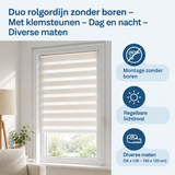 Praktische toepassing en keuzehulp voor duo rolgordijn zonder boren