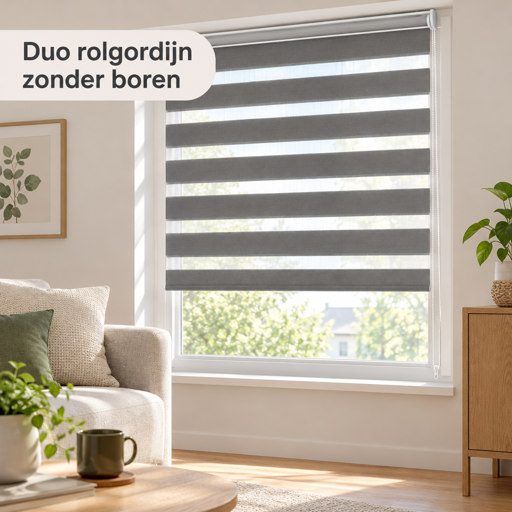 duo rolgordijn zonder boren in gebruik in een passende praktijksituatie