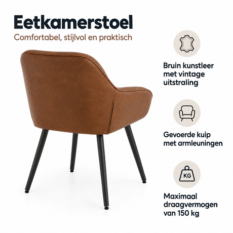 Belangrijkste voordelen en eigenschappen van eetkamerstoel bruin kunstleer